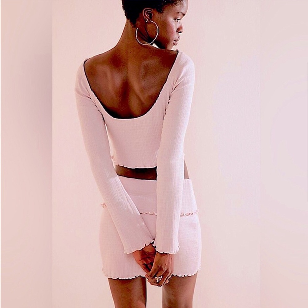 Free People lilac Soleil scoop back top and slim fit skirt Set size medium new